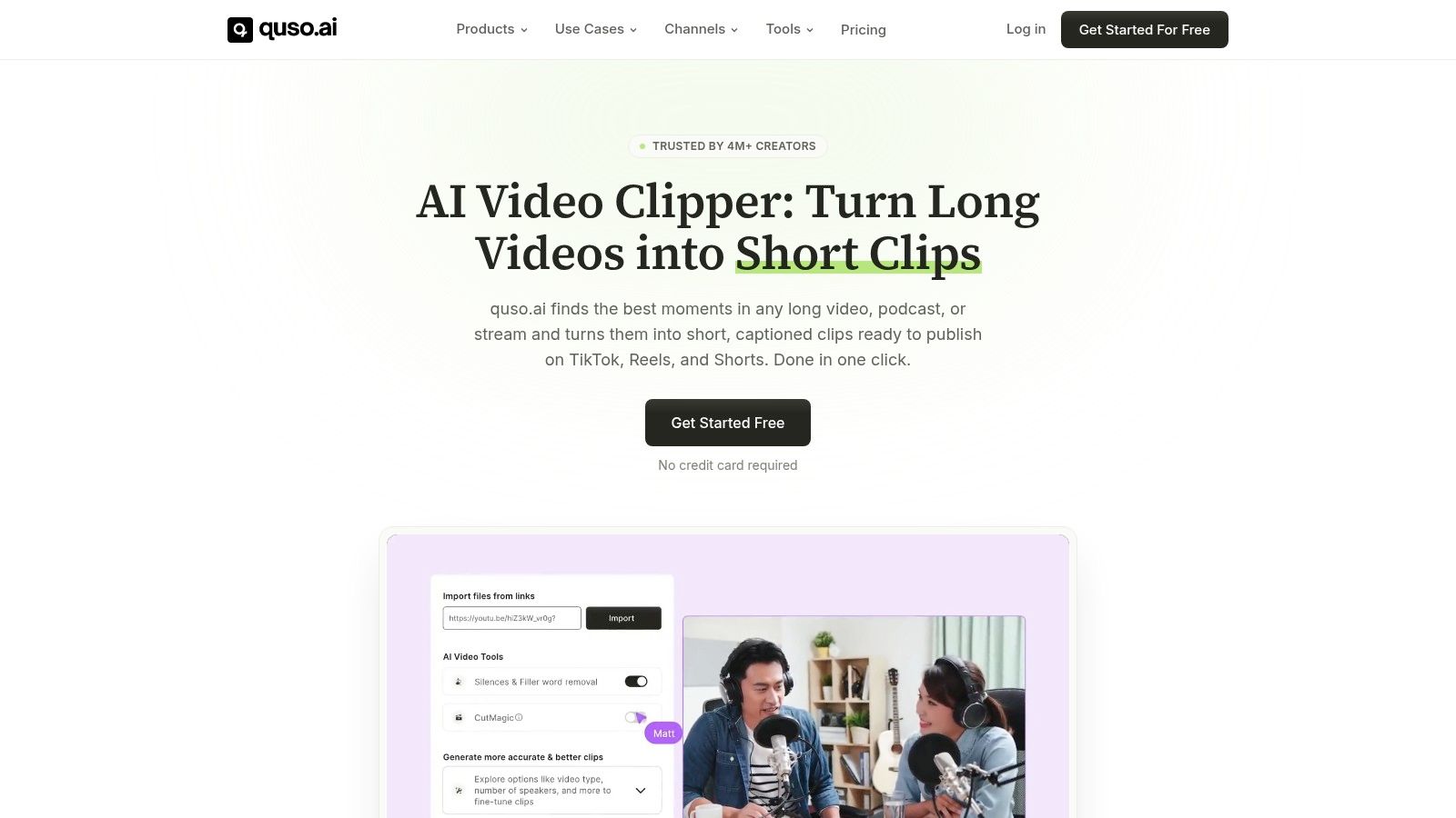 Screenshot from https://quso.ai