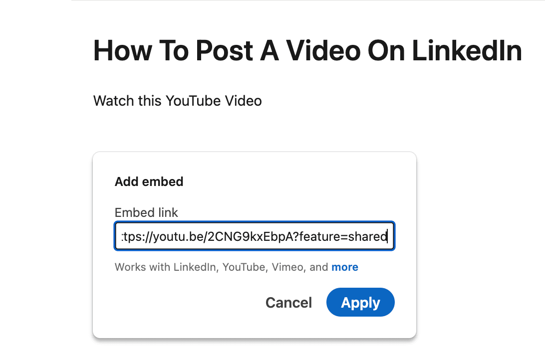 How to Embed Videos in Your LinkedIn Articles
