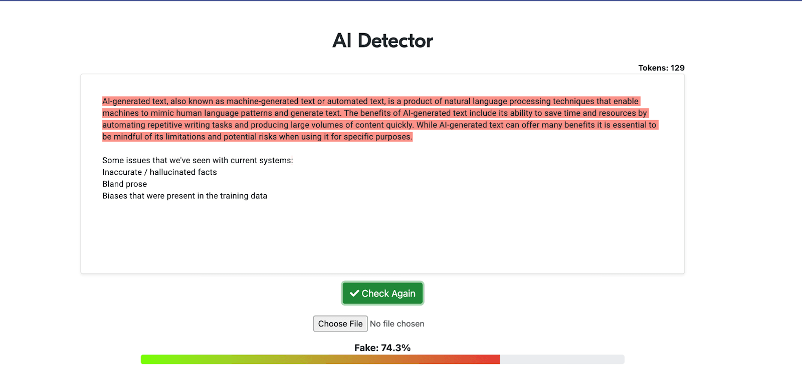 ai content detection tool