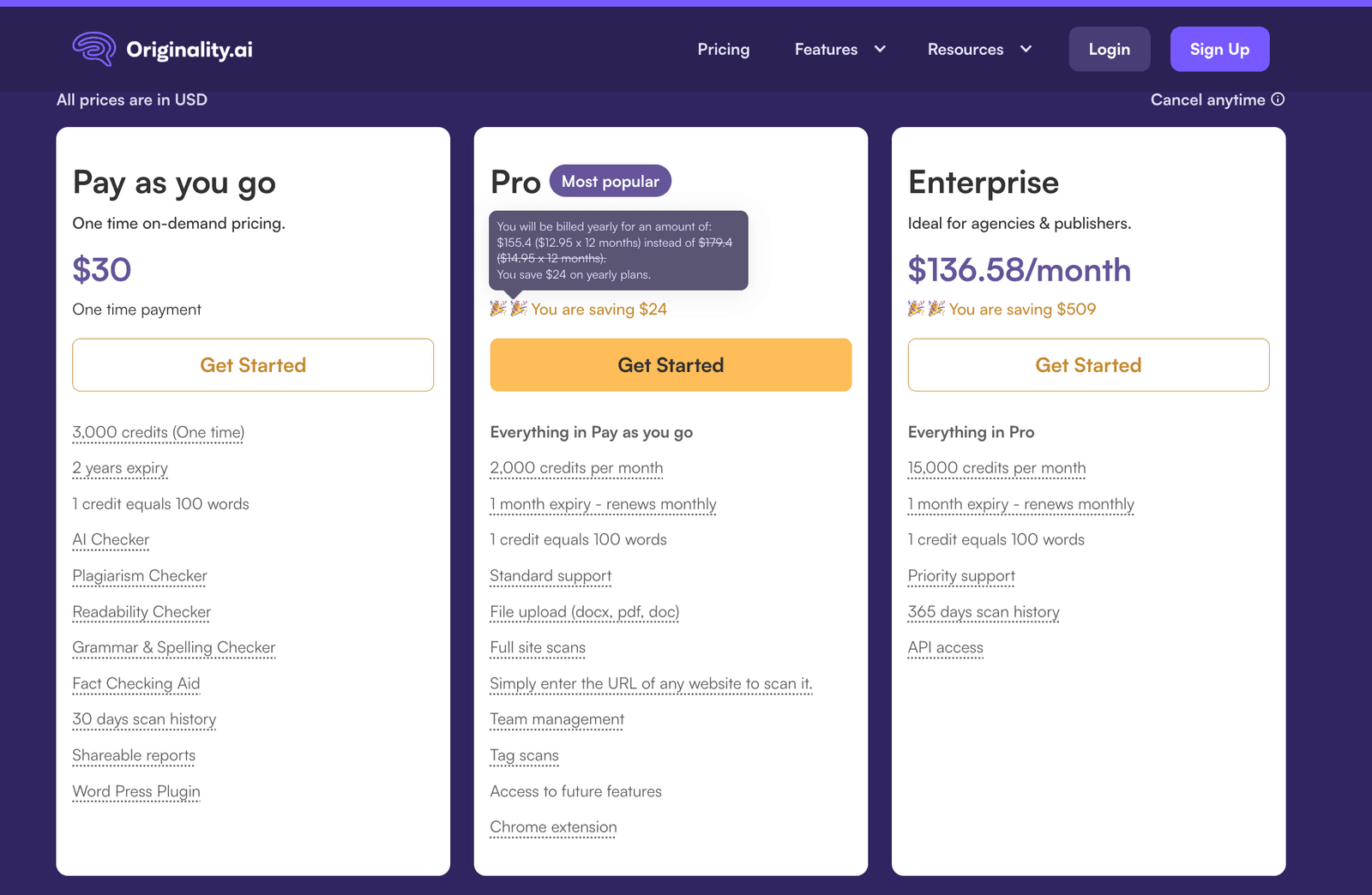 ai content detection tool pricing