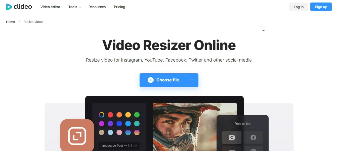 Clideo resize video tool