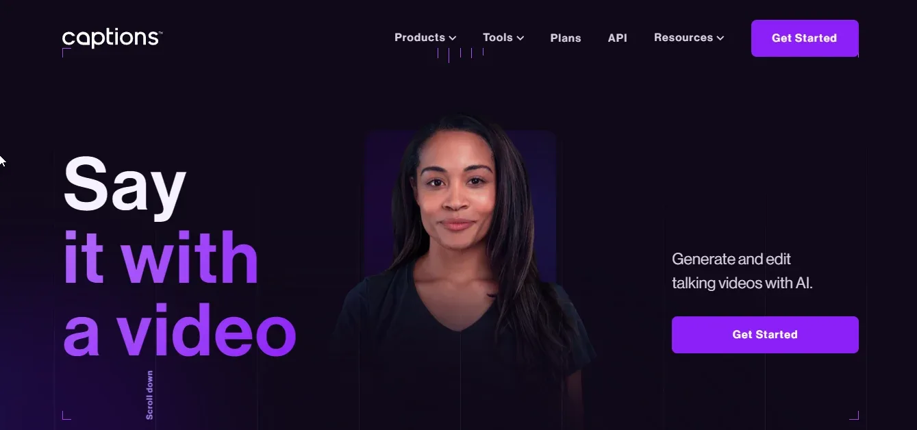 Captions ai homepage