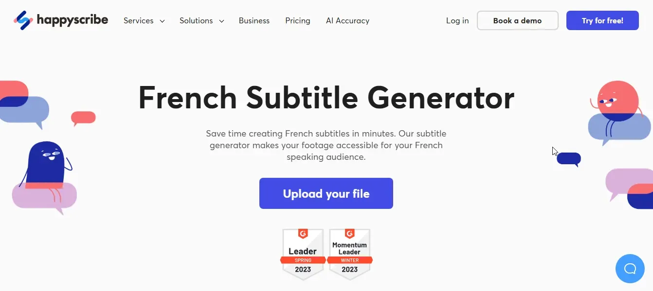 happyscribe french subtitle generator
