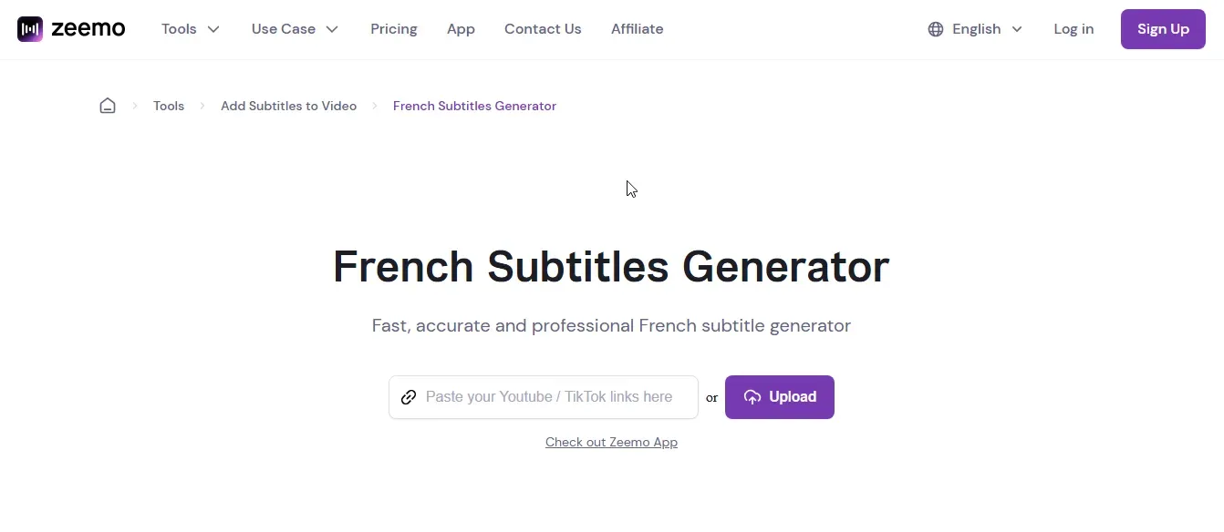 zeemo french subtitle generator