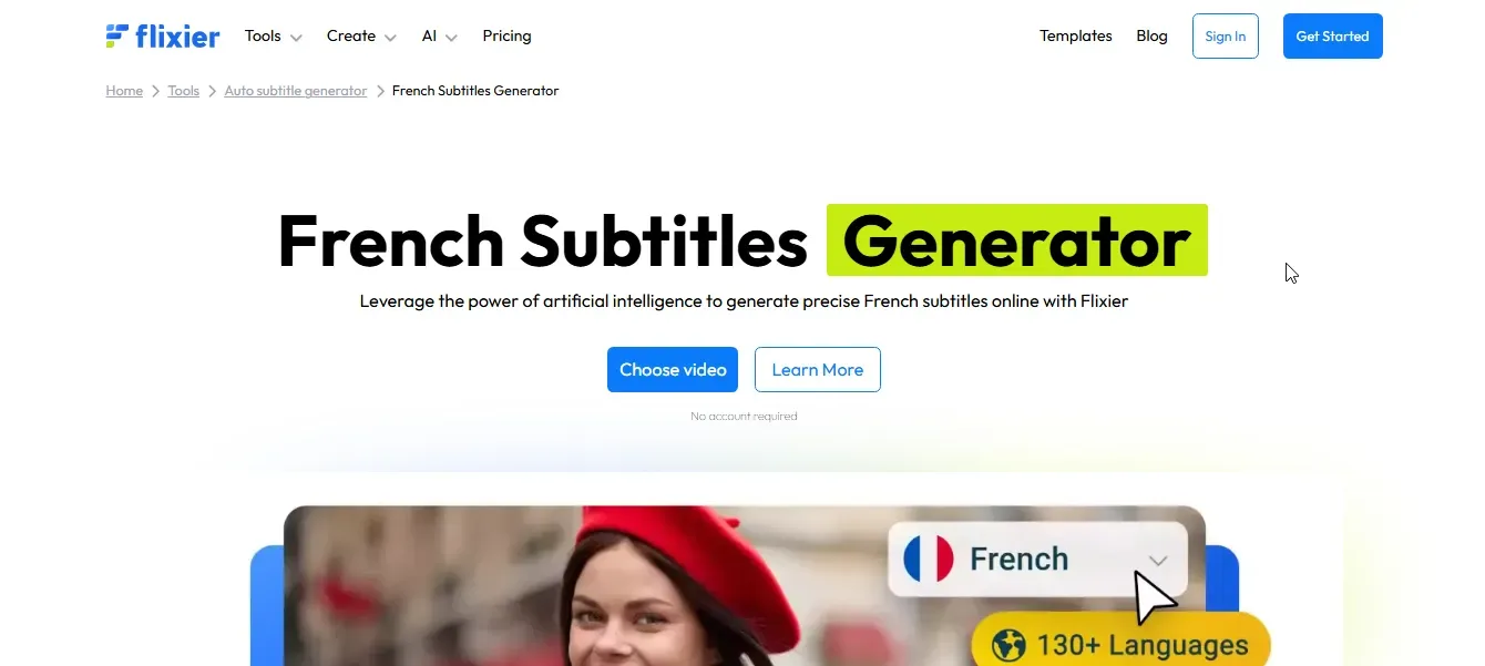 flixier french subtitle generator