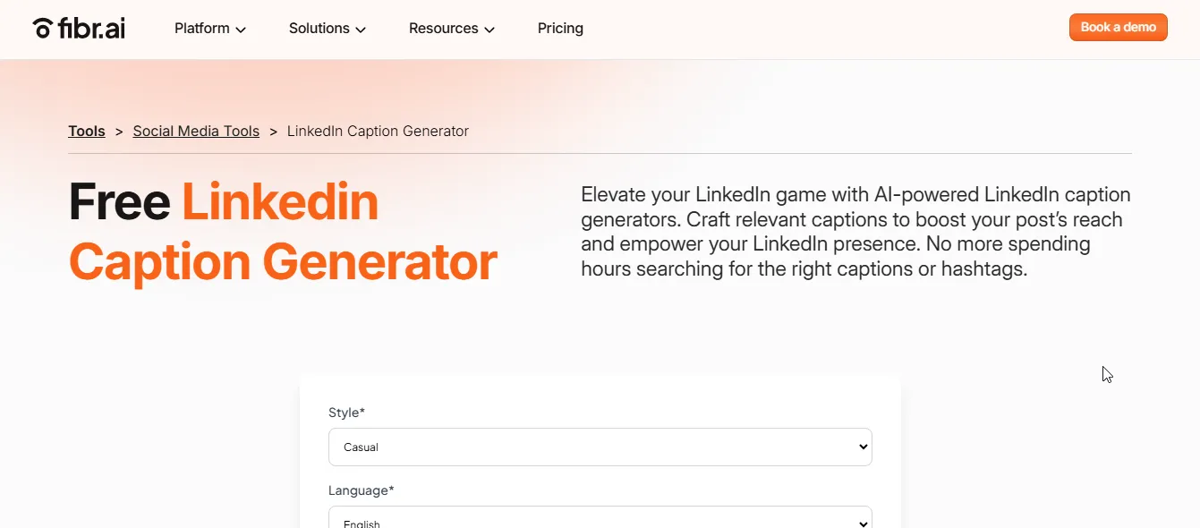 fibr ai linkedin caption generator