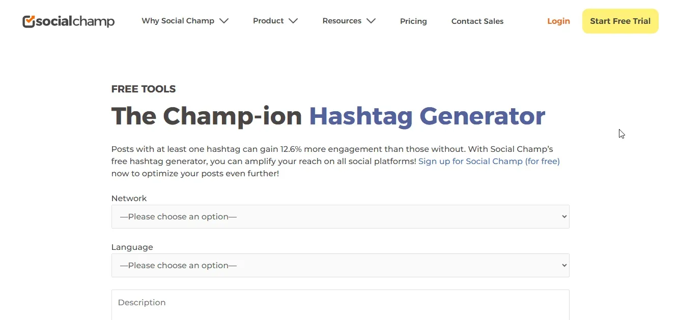 social champ ai hashtag generator