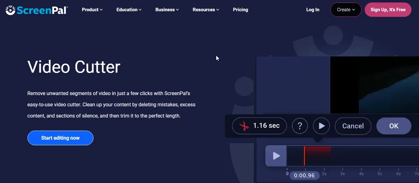 screenpal video cutter tool