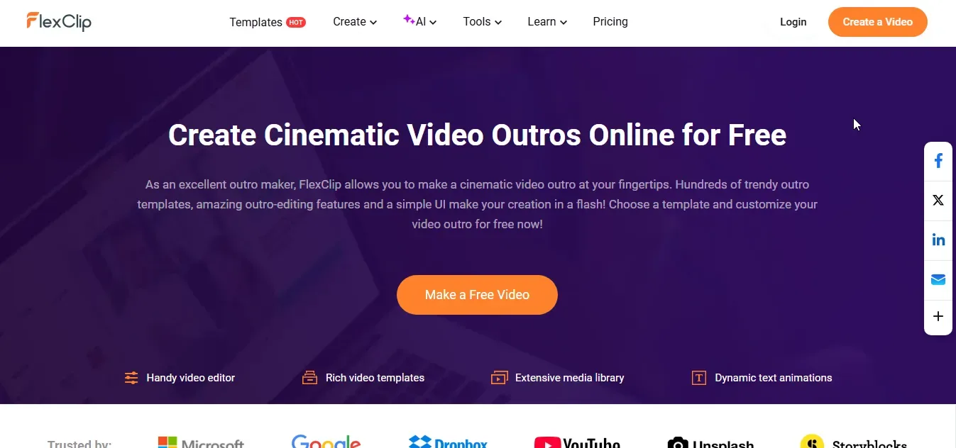 flexclip video outro maker