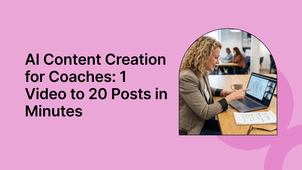 AI Content Creation for Coaches: 1 Video to 20 Posts in Minutes